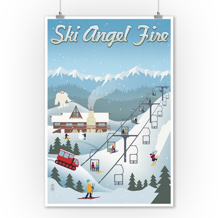Angel Fire, New Mexico - Retro Ski Resort - Lantern Press Poster (9x12 Art Print, Wall Decor Travel