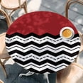 thumbnail image 3 of Black Ripple Round Fitted Table Cover Black Striped Simple Red Geometric Abstract Waterproof Table Cloth with Elastic Edge Wipeable Tablecloth for Picnic Camping Party Fits 36"-44" Diameter, 3 of 8