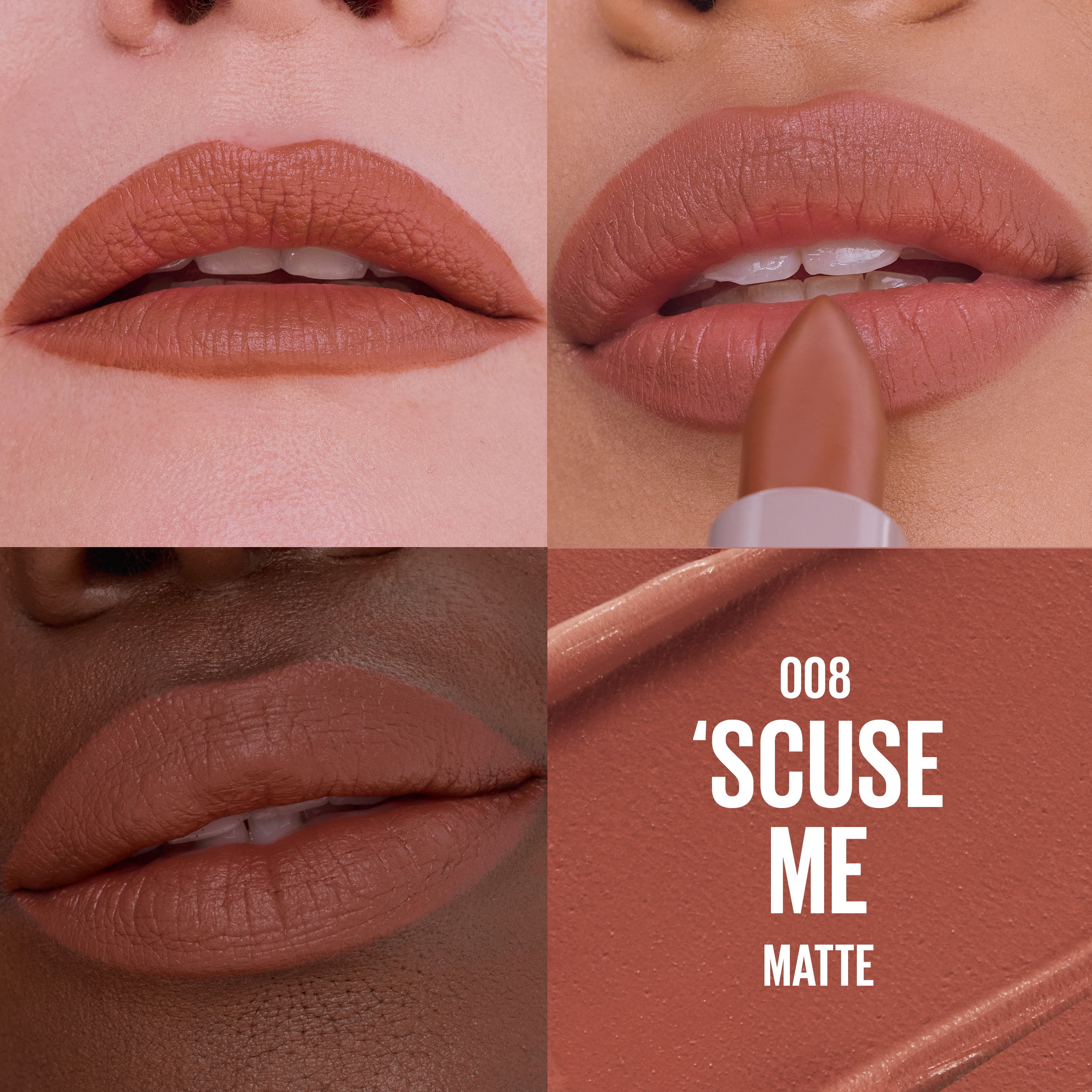Maybelline Serum Lipstick, Matte Finish, Oil-Blend and Hyaluronic Acid, 008 'Scuse Me, 0.12 oz