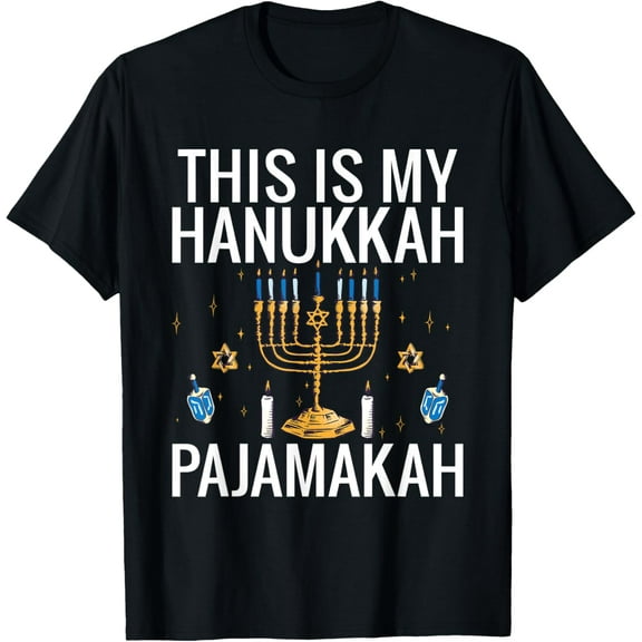 This is My Hanukkah Funny Pyjama Gift T-ShirtMen and women, Black T-shirt, size: Extra large