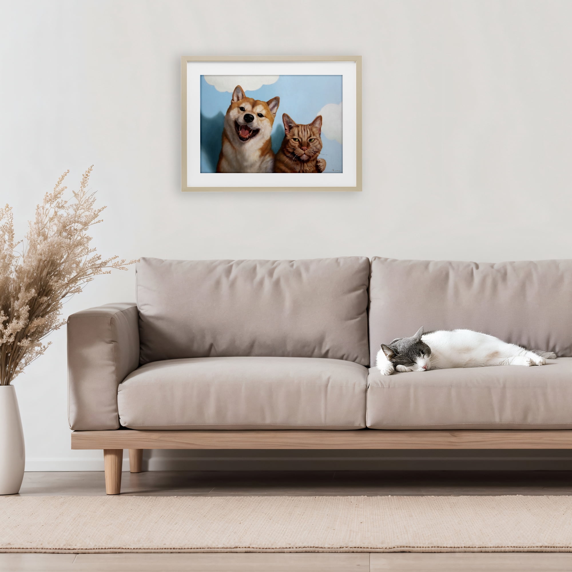 Stupell Industries Adopted Brother Dog & Cat Birch Framed Print Under Glass, design by Lucia Heffernan