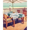 thumbnail image 2 of Boanket Outdoor Tablecloth with Umbrella Hole for Patio/Picnic/Party/Camping, Turquoise Flower Waterproof Table Cloth Rectangle Table Cover Washable, Retro Field Tulip Floral Boho Floral (52"x 70"), 2 of 7
