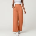 thumbnail image 2 of felwors Women Office Wide High Waist Pants Loose Fit Elastic Waist Pleated Front Trousers for Work Casual Orange, XXXL, 2 of 5