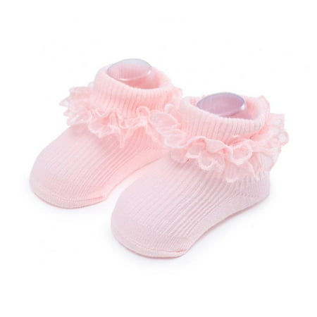 

Non Slip Toddler Socks with Ruffles Eyelet Frilly Socks for Baby Girls Infant Lace Grip Socks
