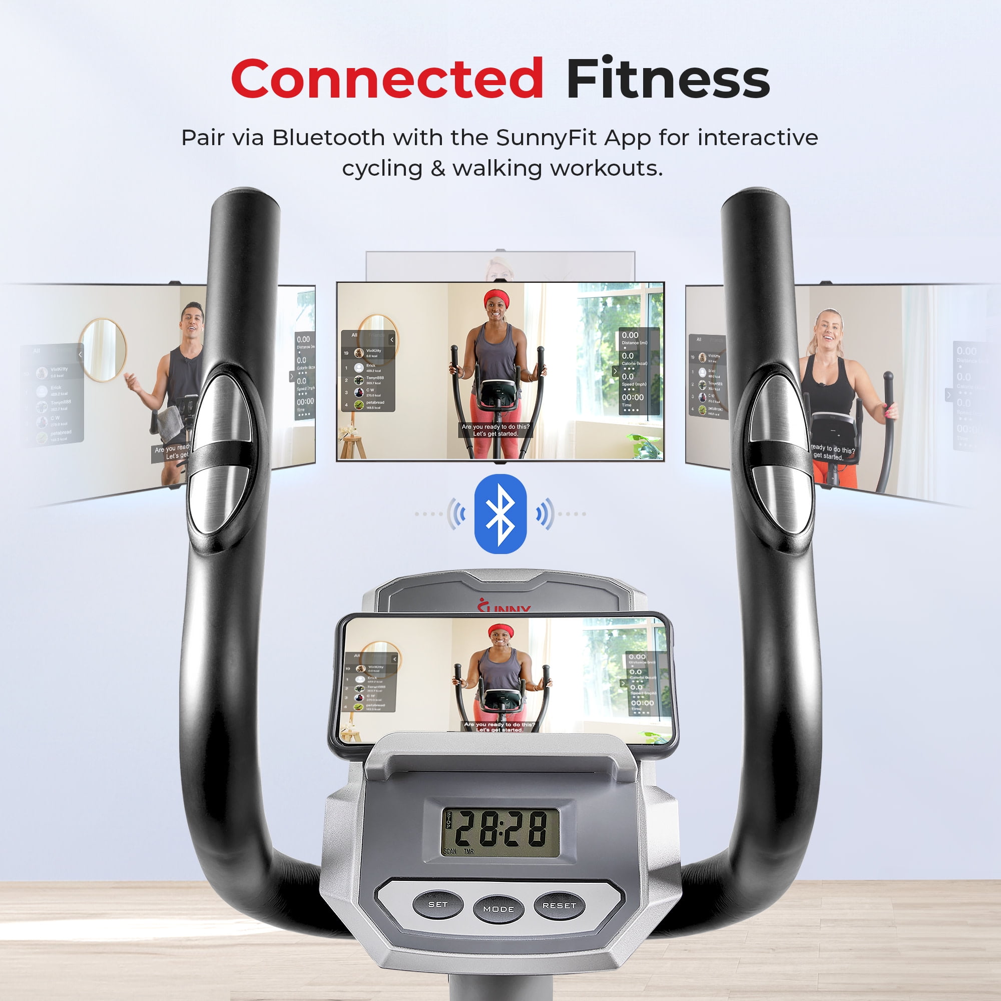 Sunny Health & Fitness Elliptical SMART Essential Interactive Series Elliptical Cross Trainers with Free SunnyFit® App