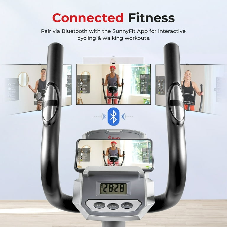 Sunny Health Fitness SMART Essential Interactive Series Seated Elliptical w Free SunnyFit App Membership SF E322004