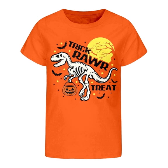 Yuncity Boys Girls Halloween T-Shirts Pumpkin Graphic Print Short Sleeve Tees Summer Fall Casual Cute Outdoor Activities Tops Size 1-2 Years