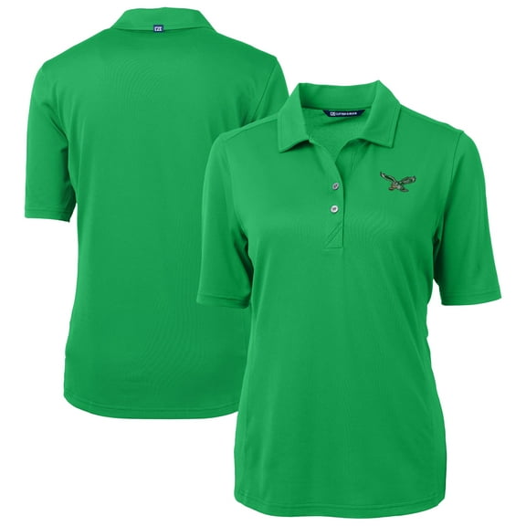 Women's Cutter & Buck Kelly Green Philadelphia Eagles Virtue Eco Pique Recycled DryTec Polo
