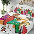 thumbnail image 3 of Ambesonne Colorful Fitted & Top Sheet Set with Shams, Jazz Band on Stage, Multicolor, 3 of 5