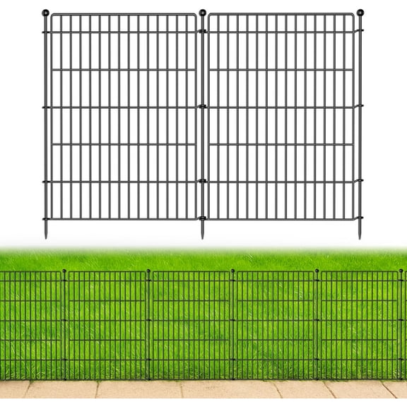 10 Panels No Dig Garden Fence Animal Barrier, 34in(H) × 22.5ft(L) Decorative Metal Outdoor Dog Fence, Rustproof Pet Fencing for Yard, Patio, Flower Bed -Temporary Fencing| Easy to Install
