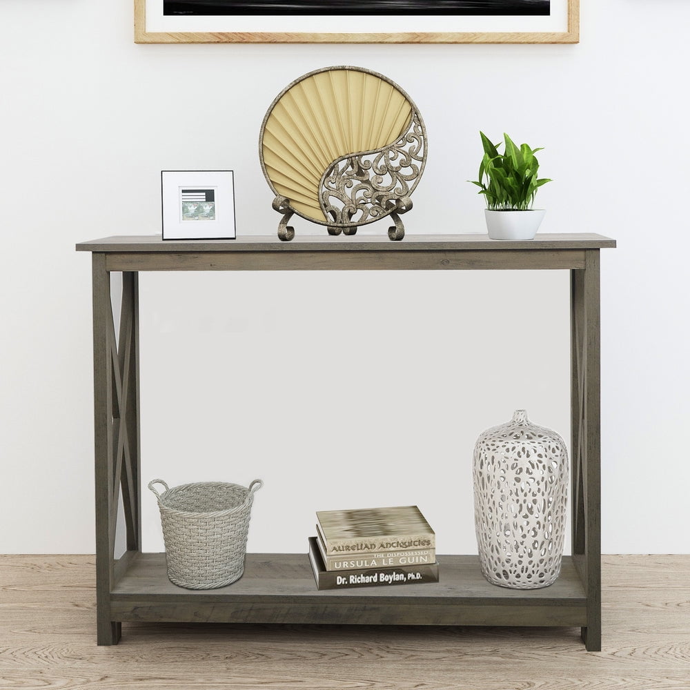 Hidden Treasures 70 Wide Farmhouse Oak Wood Console Table - #6Y080