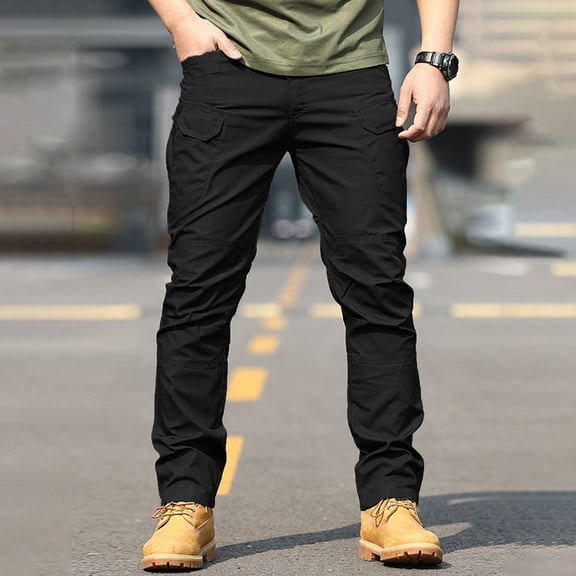 Men's Everyday Wear Pants Multi-Pocket Cargo Loose Flexible Outdoor Trousers