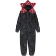 thumbnail image 5 of Demogorgon Hooded Jumpsuit Onesie with Red Polka Dot Hood, Black Thermal Fall Winter Sleepwear, 5 of 5