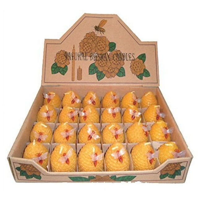 Green Pastures Vente en Gros Petites Bougies Jaunes en Cire d'Abeille, Ensemble de 24