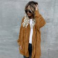thumbnail image 3 of IMENGL Autumn winter solid color pocket plush warm cardigan, Brown L, Size M-5XL, 3 of 7