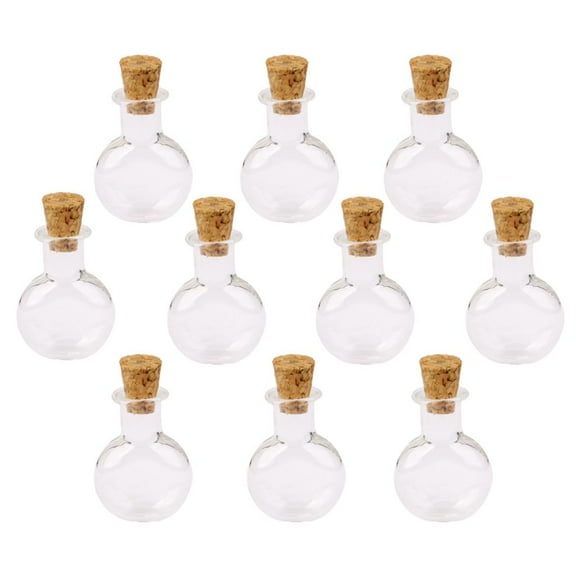 EHJRE 10Pcs Mini Glass Bottles Charms Pendant with Cork Tops for Arts Crafts, Message