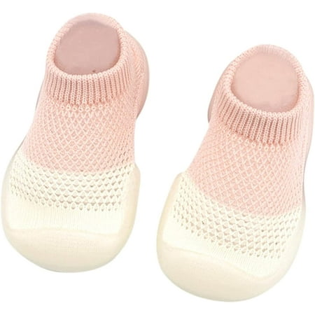 

QWZNDZGR Baby Walking Shoes Toddler First Walkers Non-Slip Soft Sole Slip-On Sneakers Casual Summer Mesh Lightweight Sock Shoe