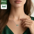 thumbnail image 2 of FindChic Bow Necklace for Women, Synthetic Emerald Birthstone Necklaces Bow Heart Cubic Zirconia Pendant Birthday Mothers Day Jewelry Gifts Her Wife Lady Adults Ideas, 2 of 9