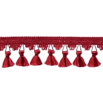 2 1/2" (6cm) Beautiful Scalloped Tassel Fringe Trim # TFC0225,, Cherry Red #E13 (Dark Crimson Red) Sold By The Yard (36"/3 ft/0.9m)