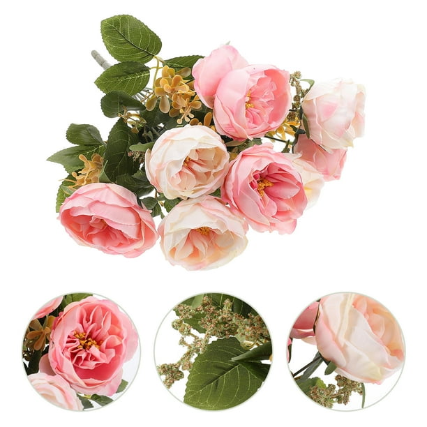 ADDHAT Flor Artificial Peonía Rosa Para De Y Fiesta Con Delicado