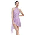 thumbnail image 4 of Doomiva Women Applique Lyrical Dance Dress Irregular Flowy Tulle Skirt Leotard Contemporary Dancewear Light Purple L, 4 of 8