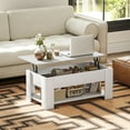thumbnail image 2 of HOMCOM Table Basse à Plateau Relevable avec Compartiment de Rangement Caché et Tablette Blanc, 2 of 10