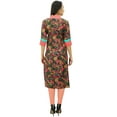 thumbnail image 5 of Bimba Women Pashmina Blend Straight Kurta Floral Kurti 3/4 Sleeve with Pockets, 5 of 8