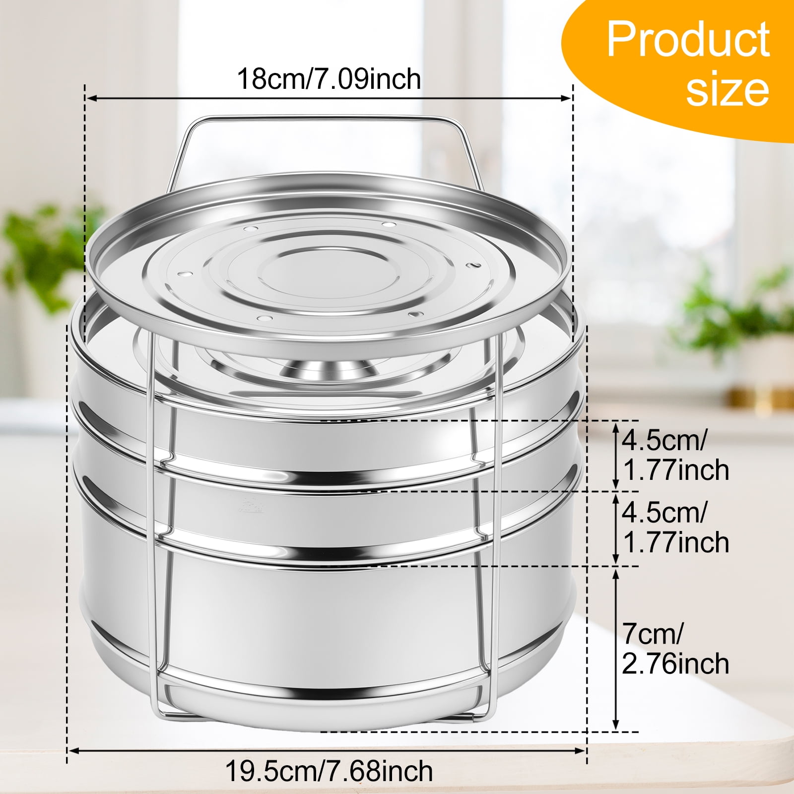 3 Tier Steamer Insert Pan 304 Stainless Steel Pressure Cooker Insert Pan Large Capacity Pressure Cooker Accessories for Steaming Vegetable Fish Meat