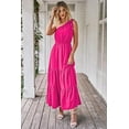 thumbnail image 5 of PRETTYGARDEN Women's Summer Floral One Shoulder Maxi Dress Knot Ruffle Boho Beach Vacation Wedding Guest Long Sun Dresses, 5 of 7