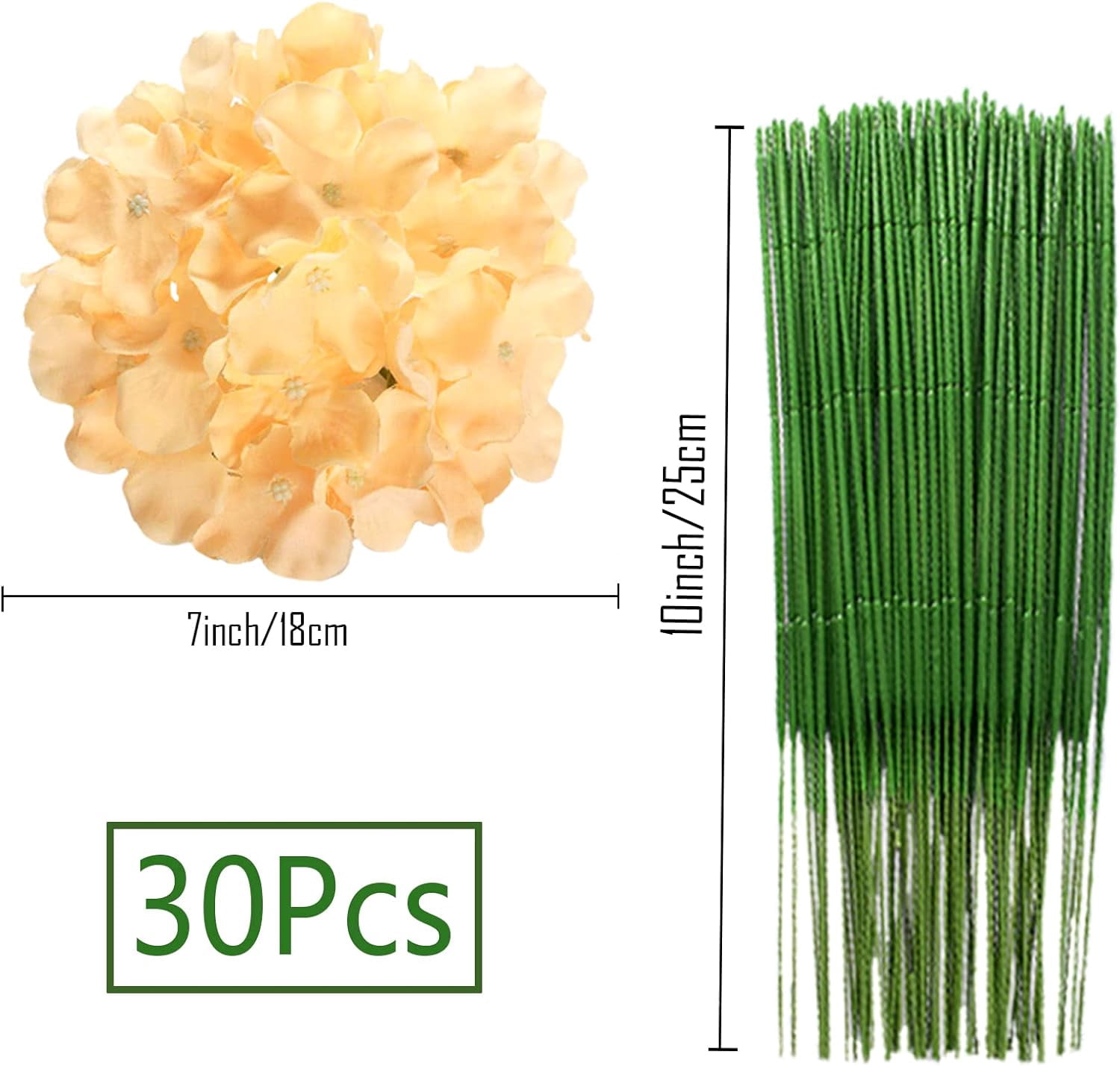 Silk Hydrangea Heads Artificial Flowers Heads and Stems Fake Hydrangea Flowers for Home Wedding Decor (Pure White)