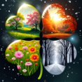 thumbnail image 1 of Art Colorful Surreal Apple-Inspired Landscape Rhinestone 5D  Embroidery Kit Home Decor,30*30cm, frame not included., 1 of 4