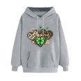 thumbnail image 3 of VBTAPA Women's St. Patrick's Day Green Hoodie Trendy Casual Long Sleeve Hooded Sweatshirt Lucky Shamrock Pullover Hoody Tops with Pocket Gray L, 3 of 6
