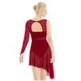 thumbnail image 2 of YiZYiF Womens Modern Lyrical Dance Dress Waltz Costume One Shoulder Long Sleeve Sheer Lace Leotard Dress, 2 of 7