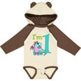 thumbnail image 3 of Inktastic Blue and Pink Baby Dragon First Birthday Boys or Girls Long Sleeve Baby Bodysuit, 3 of 5