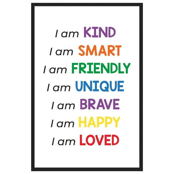 Affirmations Art Print, Gift For Kids, Kid Affirmations Wall Decor, Playroom Decor, Kids Bedroom Decor, I Am Kind I Am Enough, Nursery Decor Print, Colorful Wall Art,