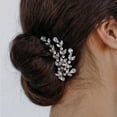 thumbnail image 4 of Nvzi Horquillas para el pelo de boda con flores para novias, peinetas con perlas de cristal, pinzas para el pelo, accesorios para el pelo de boda dorados, joyas -C, 4 of 4