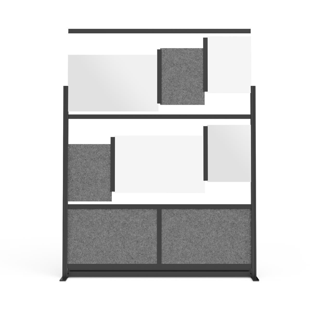 Luxor Workflow Modular Wall Bundle with 2 Walls + Hinge + Casters, 70" x 70" & 53" x 70", Black, Freestanding