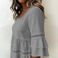 thumbnail image 5 of Womens 3/4 Sleeve Summer Tops Ladies Boho Summer Tops Elegant Loose Fit Top Professional Blouses for Women Daily T Shirts Square Neck Work Tees Cute Tunic Tee Gray XL, 5 of 7