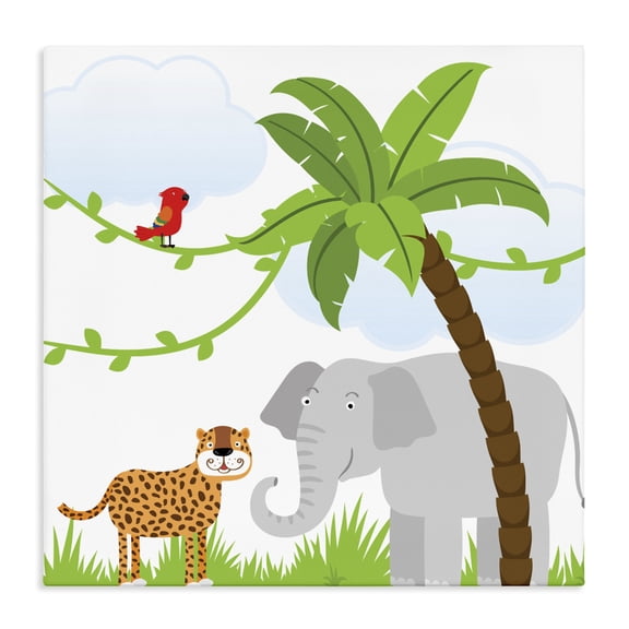 Stupell Industries Contemporary Cartoon Jungle Animals Canvas Art, 17 x 17, by Kim Allen