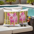 thumbnail image 5 of Welcome Pillow Covers 2 Pack Farmhouse Watercolor Pig Cute Piggy Yellow Wood Grain Pillowcase Waterproof Outdoor Throw Pillow Cover for Patio Garden Square Cushion 16”x16”, 5 of 9