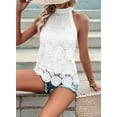 thumbnail image 6 of Women'S Tank Tops Hollow Out Lace Boho Blouse Eyelet Embroidery Sleeveless Tops Shirts White L, 6 of 7