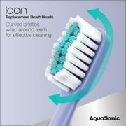 AquaSonic Icon Replacement Brush Heads - ADA Approved, Micro-Vibrations Technology, Multi-Length Bristles, Easy Replacement - For Normal & Sensitive Teeth | 2 Brush Heads (Purple)