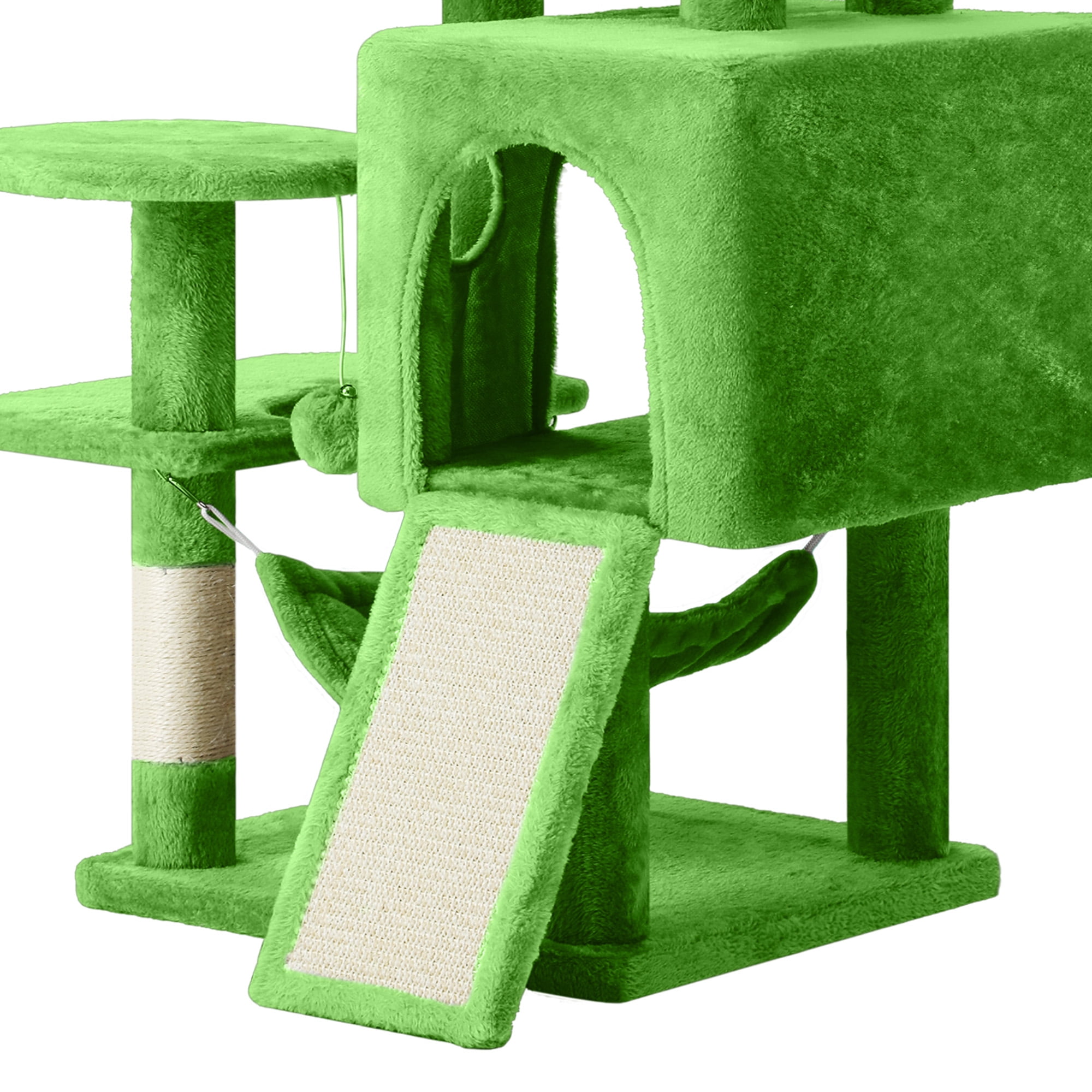 Dextrus 54" Multi-Level Cat Tree Tower with Cat Condos, Plush Top Perches, Hammocks, Sisal Scratching Post Board, Indoor Cat Activity Center,Green