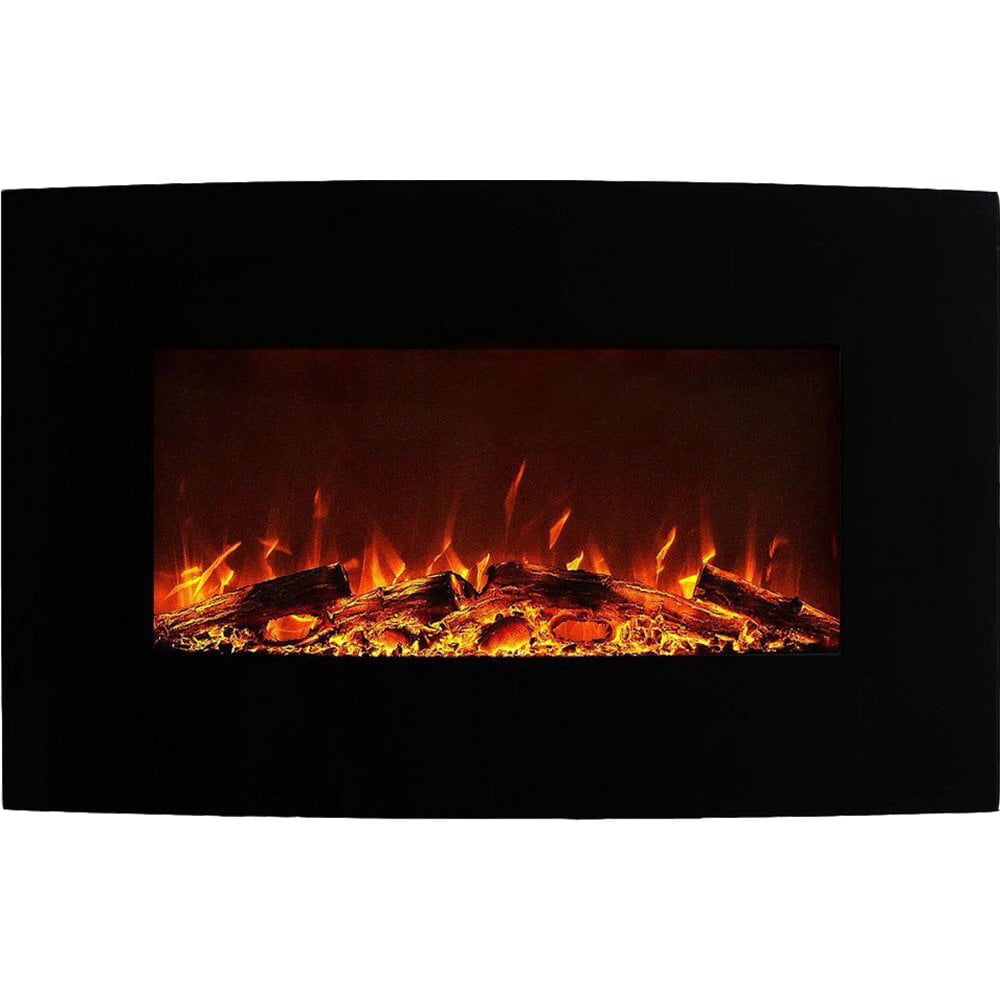 Elite Flame 35" Log Ventless Heater Electric Wall Mounted Fireplace Better than Wood Fireplaces, Gas Logs, Fireplace Inserts, Lo