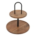 thumbnail image 2 of Gibson Home Gracious Dining 2-Tier Round Acacia Wood Serving Tray, 2 of 12
