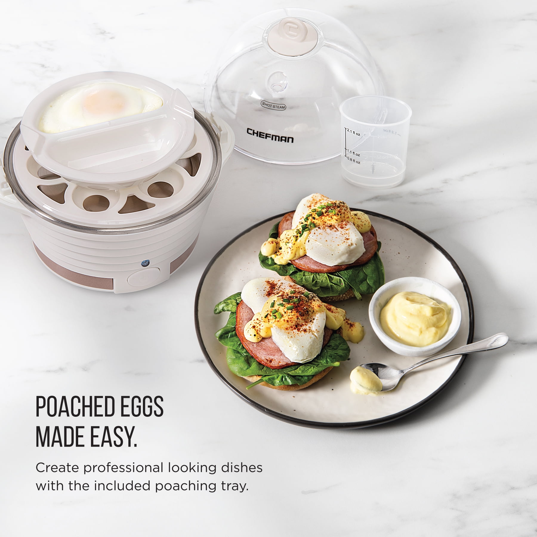 Chefman Electric Egg Cooker/Boiler, Rapid Egg-Maker, Ivory