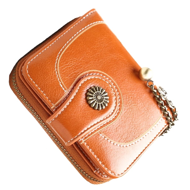 Cartera corta de almacenamiento Sonducket de Cuero PU Monedero Portatarjetas Amarillo Naranja BB6693-05