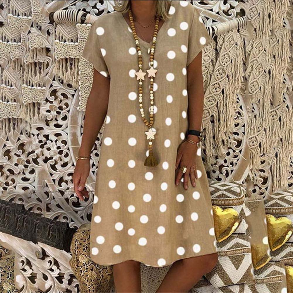 Women V Neck Short Sleeve T Shirt Dress Summer Casual Swing Dress Digital Printed Loose One Piece Dress For Girls Walmart Com