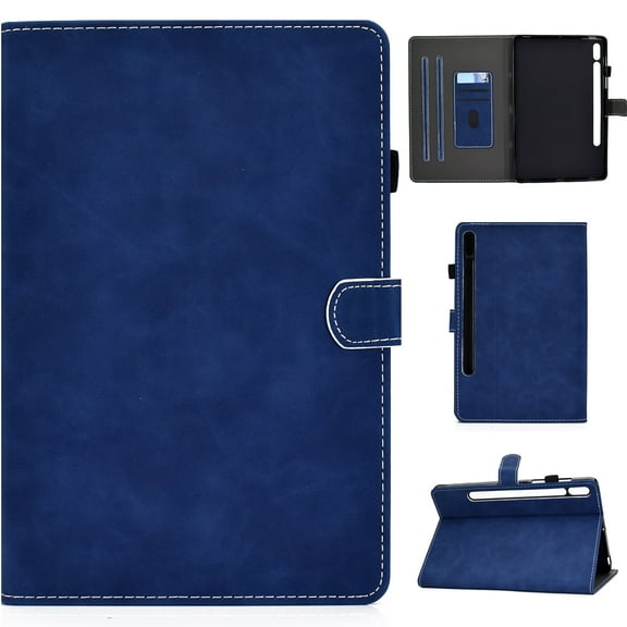 Luxurious Premium PU Leather for Samsung Galaxy Tab S8 2022/Tab S7 2020 11 inch Case with Pencil Holder [PU Leather Durable] Auto Sleep & Wake Flip Magnetic Kickstand Drop Shockproof Cover - Blue