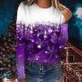 thumbnail image 2 of BLVB Christmas Shirts for Women Long Sleeve Crewneck Snowflake Graphic Tee Tops Vacation T Shirts Blouse Christmas Gifts, 2 of 5
